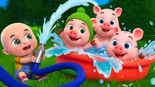 Five Little Piggy Bathing Song | Animal Farm Song | Cartoon Nursery Rhymes and Kids song | Yes Bobo