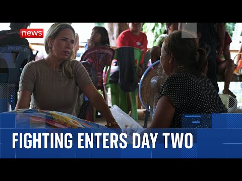 Fighting in Thailand and Cambodia enters day two, as 130,000 are evacuated