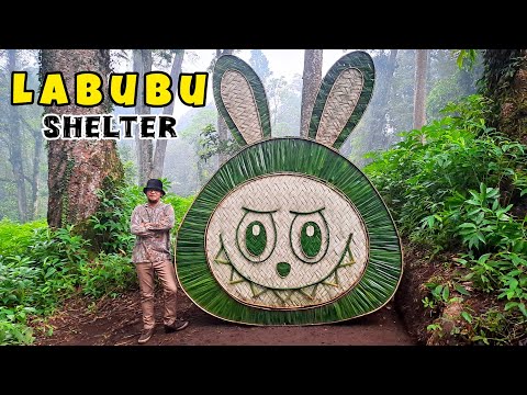 SOLO CAMPING BUSHCRAFT HEAVY RAIN - BUILD LABUBU SHELTER