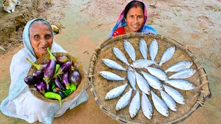 তাজা খয়রা মাছ দিয়ে বাগানের টাটকা বেগুনের ঝোল সঙ্গে মাশরুম ভাজা | village style simple fish curry