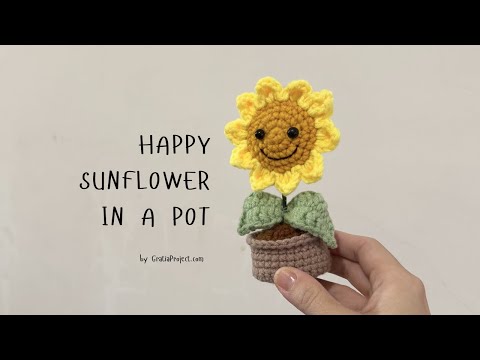 Crochet Happy Sunflower in A Pot | Step-by-step Crochet Along