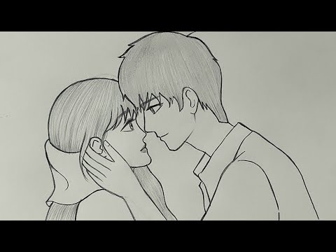 dessin au crayon très facile et simple d'un couple amoureux étape par étape pour les débutants... 💕