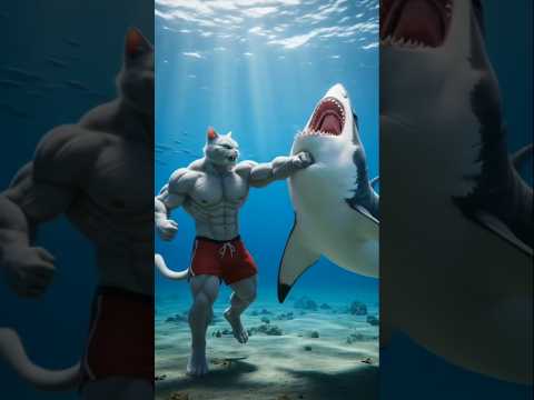 A cat saves his daughter from a shark #shorts #cat #catshorts