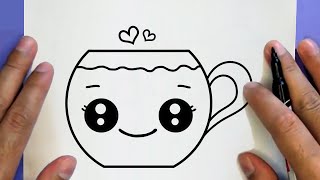 COMO DESENHAR UMA BONITA CHÁVENA DE CHÁ VERDE, PASSO A PASSO, JACKDesenhos