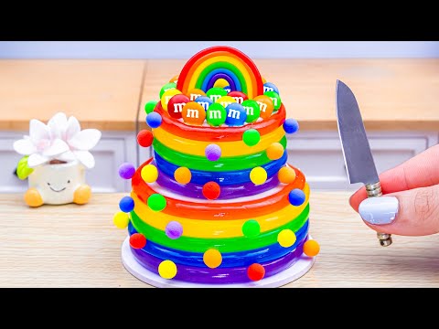 How To Make Mini Cake | Rainbow Jelly Cake with Colorful Decorating by Lotus Cakes