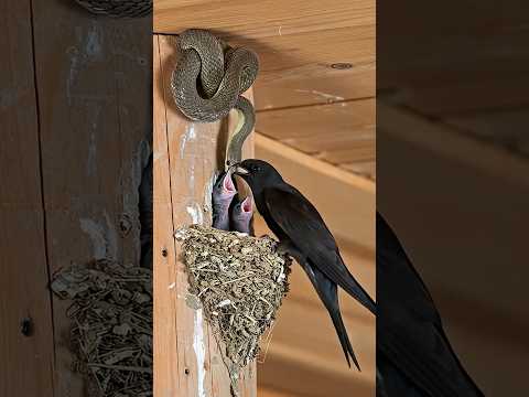 어미 굴뚝새의 분노, 뱀의 목을 잘라서 도넛츠를 만들어버립니다. #motherhood #snake #love