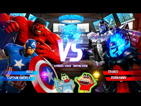 OGGY VS. SHINCHAN RED HULK & CAPTAIN AMERICA VS. THANOS & DORMAMU FIGHT