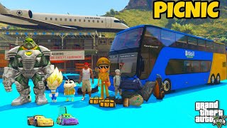 Franklin and Shinchan Plane A Road Trip With Luxury BUS From Los Santos To North Yankton IN GTA 5