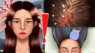ASMR Very Satisfying Scalp Scaling Care Animation‼️, Makeup, Blackhead, Brainrot