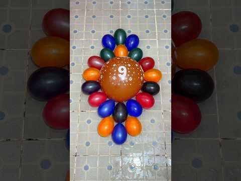 Beautiful Water Colorful Balloons - "Nine" Balloon and Mini Balloons Pop Reverse Satisfying