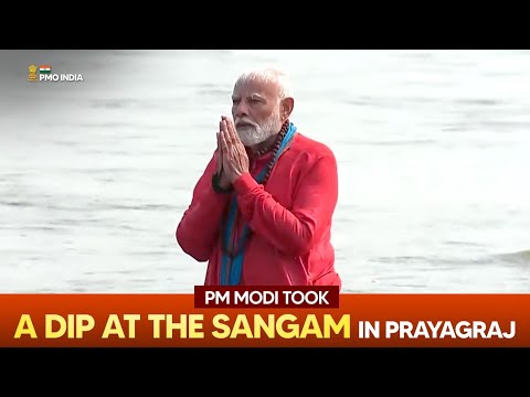 Prime Minister Narendra Modi takes a dip at the Sangam in Prayagraj Mahakumbh