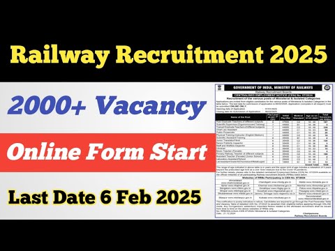 Good News 😊 Railway Recruitment 2025 ll Online Form Start ll Official Notification Out ll Apply Now