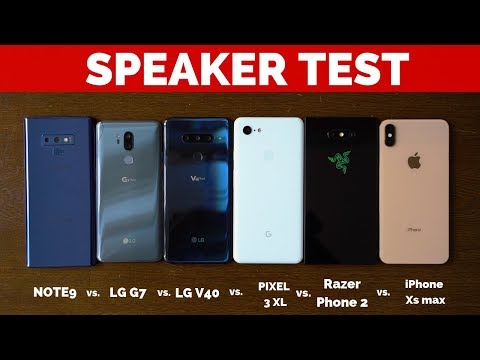 (ENGLISH) Pixel 3 XL vs Razer Phone 2 vs.  iPhone Xs Max vs Note9 vs LG G7 vs LG V40: Speaker Battle 5