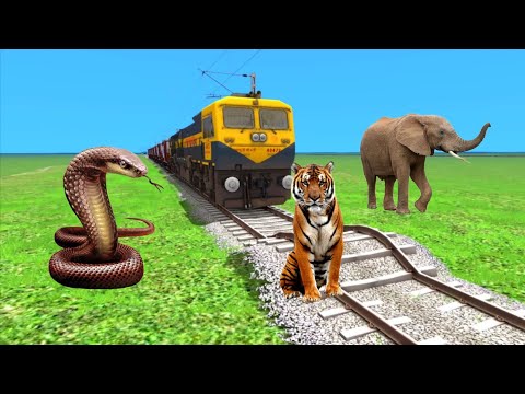 Tiger vs Snake | Stops the train | Siren head short film | Train simulator funny