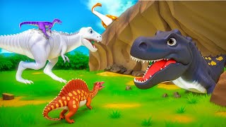 Magical Cave Battle! Black T-Rex vs White T-Rex – Jurassic Rescue Begins 🦖✨