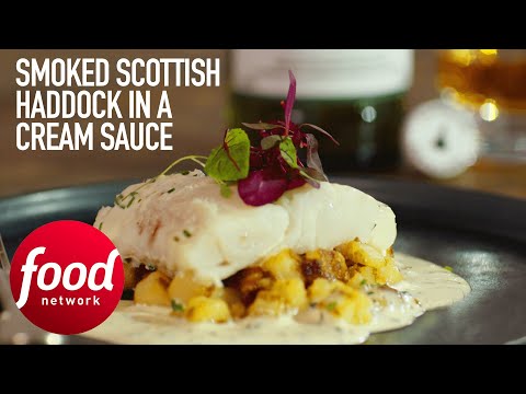 Smoked Scottish Haddock In a Creamy Sauce Paired with Laphroaig Single Malt Whisky | Food Network UK