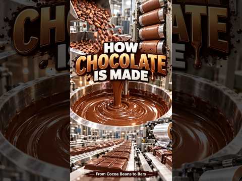 How Chocolate Is Made: Cocoa Beans to Chocolate Bars 🍫  #howitsmade #chocolate #shorts