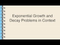 Exponential Growth and Decay Problem Solving
