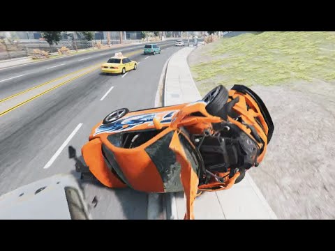 Crashes  Cars in BeamNG.Drive – Truck Police Cars Realistic Physics and Destruction #9