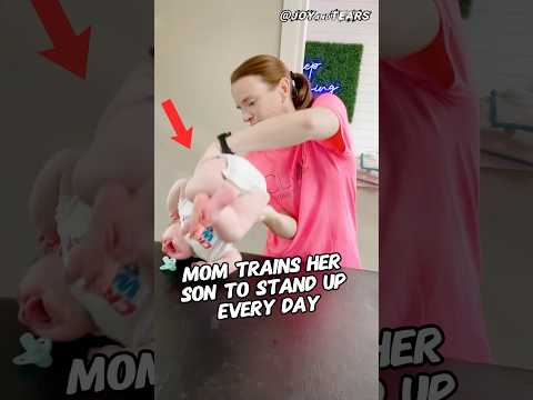 The mother trains her son to stand up every day#shorts #funny #love #like #live