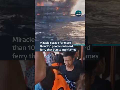 More than 100 people escape to safety from burning ferry in Thailand #itvnews #news #thailand