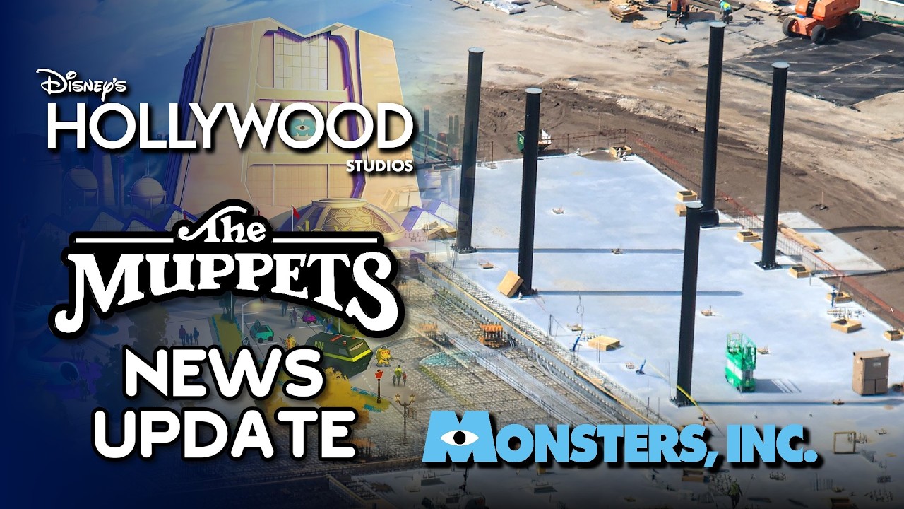 Muppets Rock ‘n’ Roller Coaster & Monsters Inc Land Update — Door Coaster Supports Installed