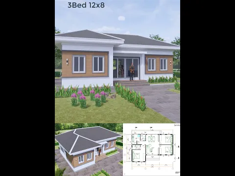 Contemporary House Plans 12x8 Meter House Design 40x27 Feet 3 Beds 2 Baths Hip Roof