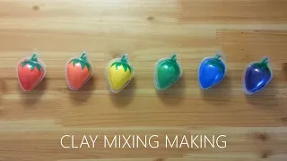 rainbow strawberry gummy jelly clay mixing making 무지개 딸기 젤리 점토 섞기 만들기