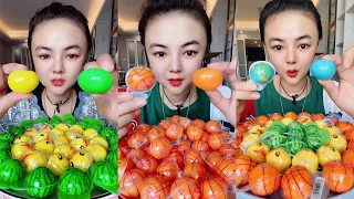 ASMR FAST EATING YUMMY CANDY EARTH JELLY & WATERMELON JELLY
