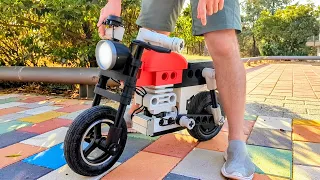 MOTO DE LEGO CASERA DE TAMAÑO REAL (Con Motor) | Montar una Moto a Piezas Desde 0