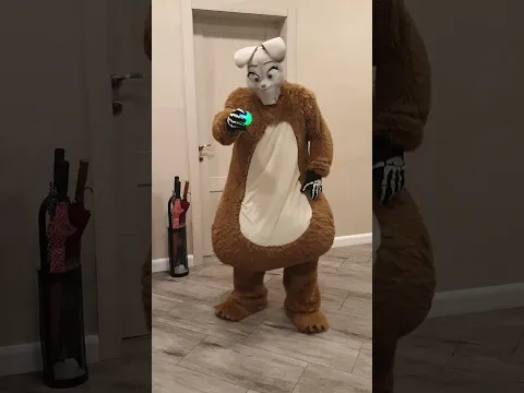 A big fat rabbit brings his friend a little dog a glowing balls