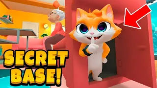 Building a SECRET HIDDEN BASE in Granny's House in I Am Cat VR!