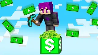 ماين كرافت : تحدي بلوك واحد فقط ولكن من الفلوس #1 |  Minecraft One Block !! 😱🔥