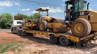 รถบดข้ึนเทเลอร์ ขึ้น2คัน รถเทเลอร์คันใหญ่ๆยาวๆ