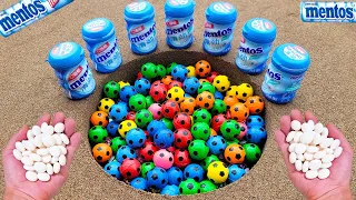 Different Toy footbal Experiment Cola Cola, Fanta, Mirinda, Pepsi, Sprite football and Mentos