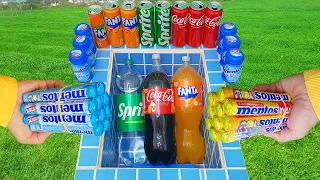 Experiment: Coca Cola of Fanta ! Football, Sprite, Fruko, Big Pepsi Pepsi And Mentos in the pool