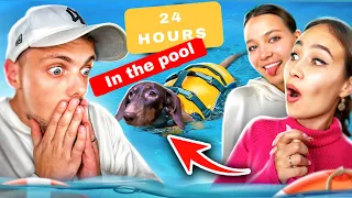VLOG 24 HOURS IN THE POOL!!!😄😄😄