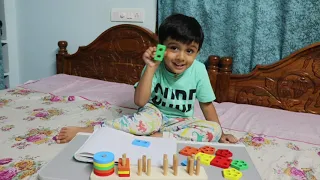 Learn shapes with wooden  stacking shapes set | shape sorter | Column puzzle for kids fun learning