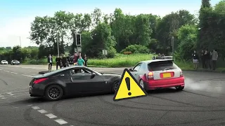 LUNATICS Leaving a Car Show ends in CLOSEST CALL EVER!