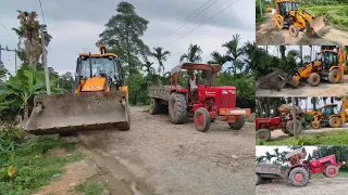 JCB & Tractor working || Jcb 3dx, Mahindra 475 Tractor work & gravel caring loding video
