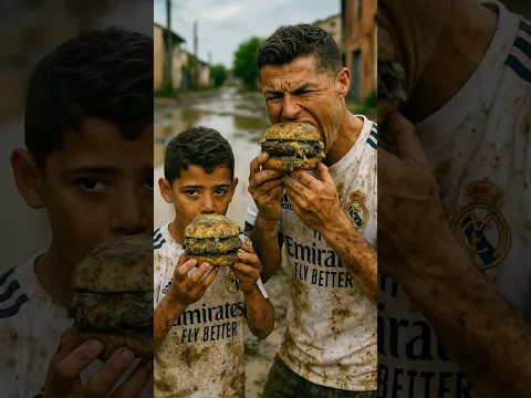 Ronaldo and his son were mocked for not having fresh hamburgers. 😢🍔 #ronaldo #messi