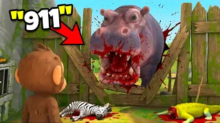 DO NOT Break Hippo Out Of The Fence At 3am! - I Am Monkey VR