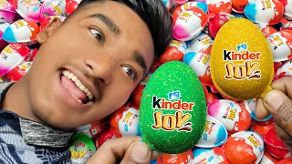 Golden-100 Colored Glitter Kinder Surprise Egg Toys Opening Video A Lot Of Kinder Joy Chocolate ASMR
