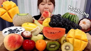 Mukbang 🥝🍉🍑🍇🍈 여름 과일 먹방 애플수박, 망고스틴, 자두, 복숭아, 거봉, 애플망고, 메론 ASMR