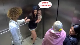 Woman With Baby Harassed By Man In Elevator! (Social Experiment)