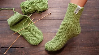 Бесшовные носки спицами – пятка треугольник 🦚 Seamless Knitted Socks - Triangle Heel