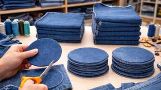 I Turned These Old Jeans Fabric Into A Beautiful Item  - Reuse Scrap Fabric Ideas