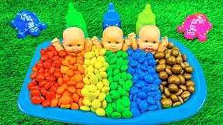 Oddly Satisfying ASMR l Mixing Candy in Rainbow BathTub with Colorful Skittles & Magic Slime Cutting