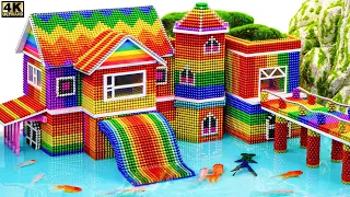 DIY - Build Villa House,Rainbow Bridge, Swimming Pool Around Mountains From Magnetic Balls