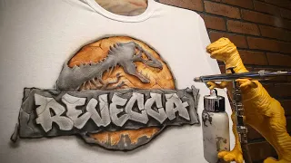 Airbrushing the Jurassic Park Dinosaur Logo | Airbrush Graffiti Art [Live Recording]